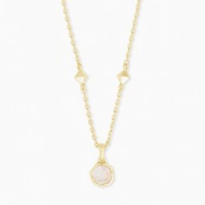 Nola Gold Pendant Necklace In White Kyocera Opal